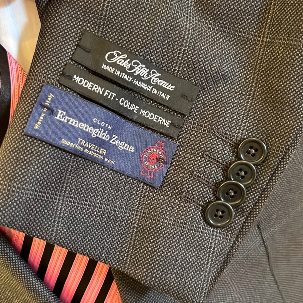 NWT Zegna Italian Made Modern Fit suit size 44L - Picture 2 of 14